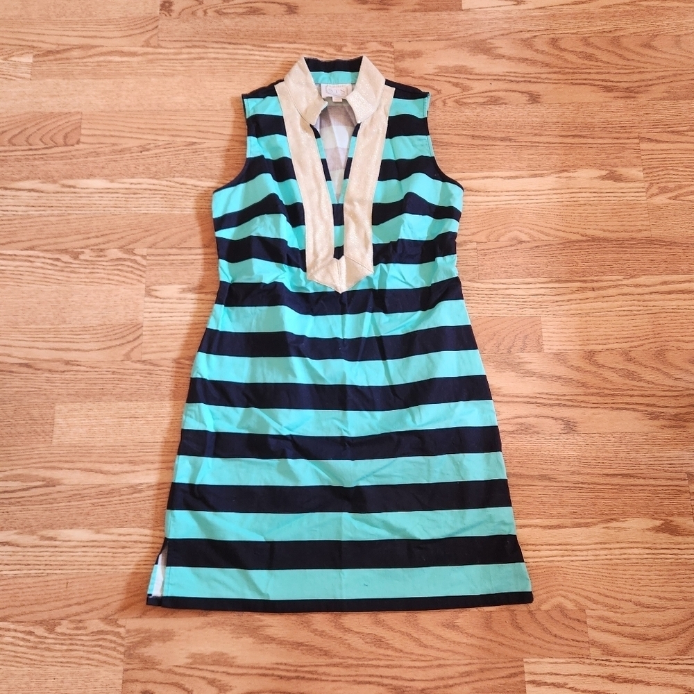 NWOT Sail To Sable Striped Sleeveless Dress with Collar, Size M
